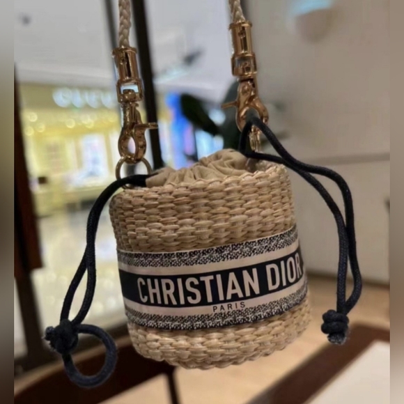 Dior Handbags - Dior BEAUTE VIP Straw Pouch Mini Shoulder Bag  Limited Edition